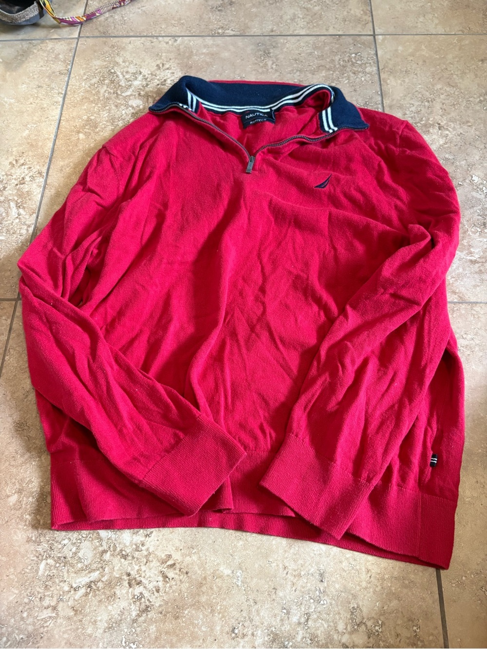 Nautica Red Half-Zip Pullover with Navy Trim